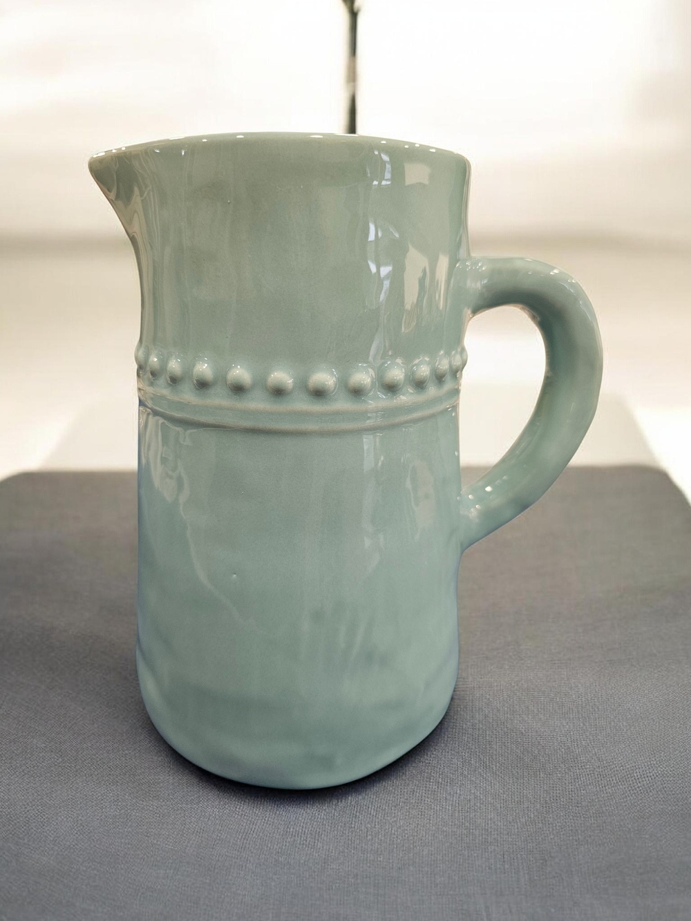 Fapor Home Handmade Blue Rustic Dots Ceramic Pitcher Crafted in Portugal